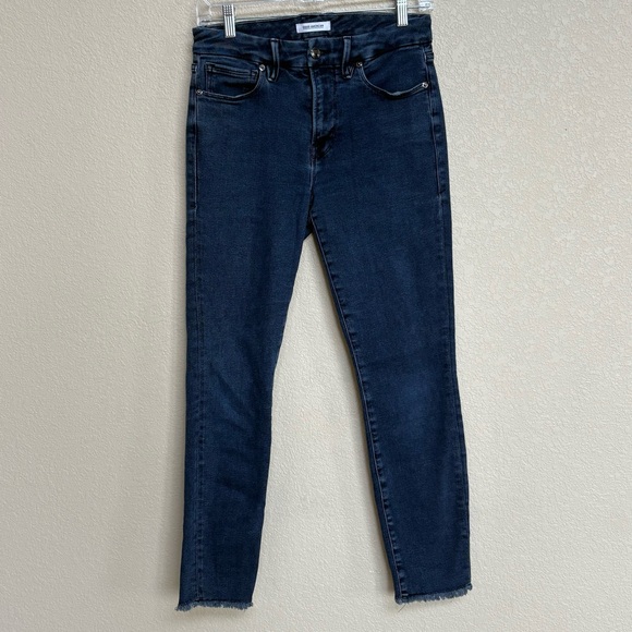 Good American Good Legs Size 4/27 Womens Dark Blue Raw Hem Ankle Jeans - Picture 3 of 12